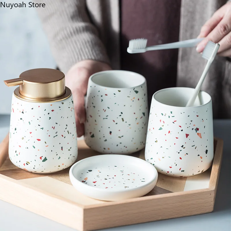 Zara Home Bathroom Set - Set Dekorasi kamar mandi Eropa, keramik