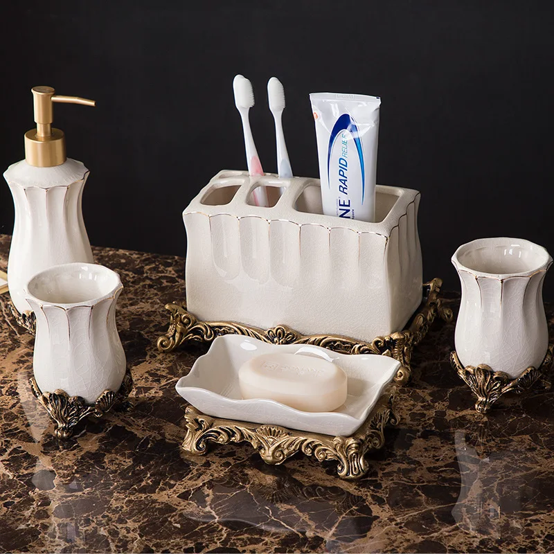 Zara Home Bathroom Set - Aksesoris Kamar Mandi Seri Crack Glaze,