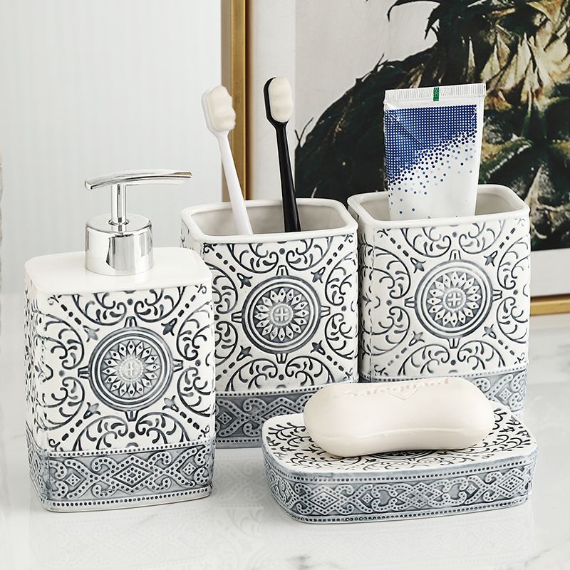 Zara Home Bathroom Set - Botol sabun botol Lotion keramik Modern,