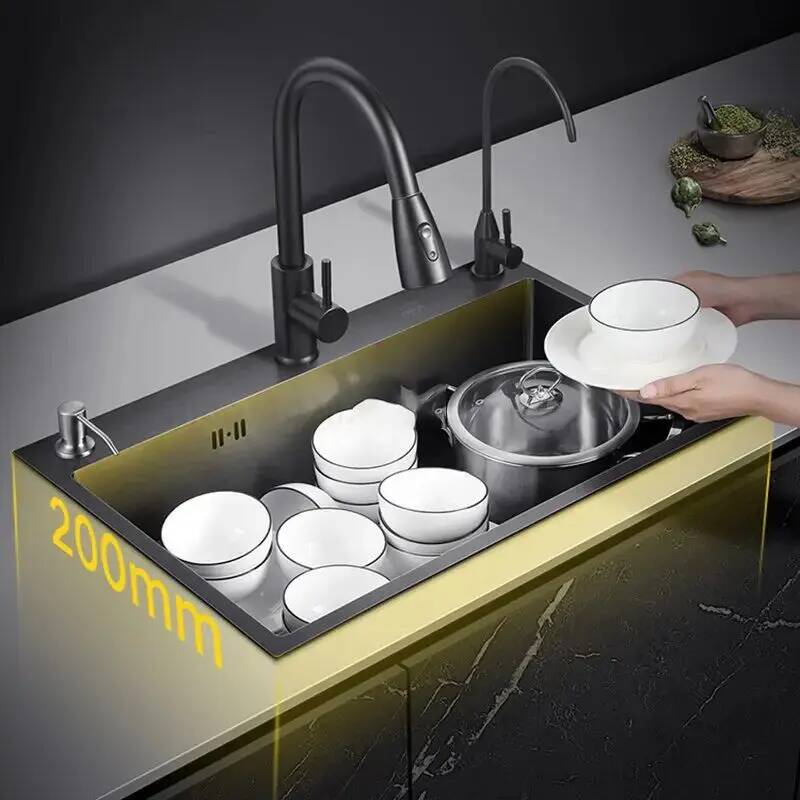 Home One Bathroom Accessories - Wastafel Dapur Nano Hitam, Wastafel Stainless