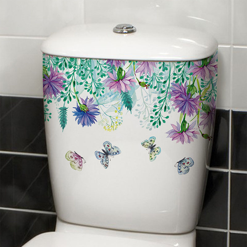 Home Bathroom Layout - Stiker Toilet Bunga Kupu-kupu Musim Semi