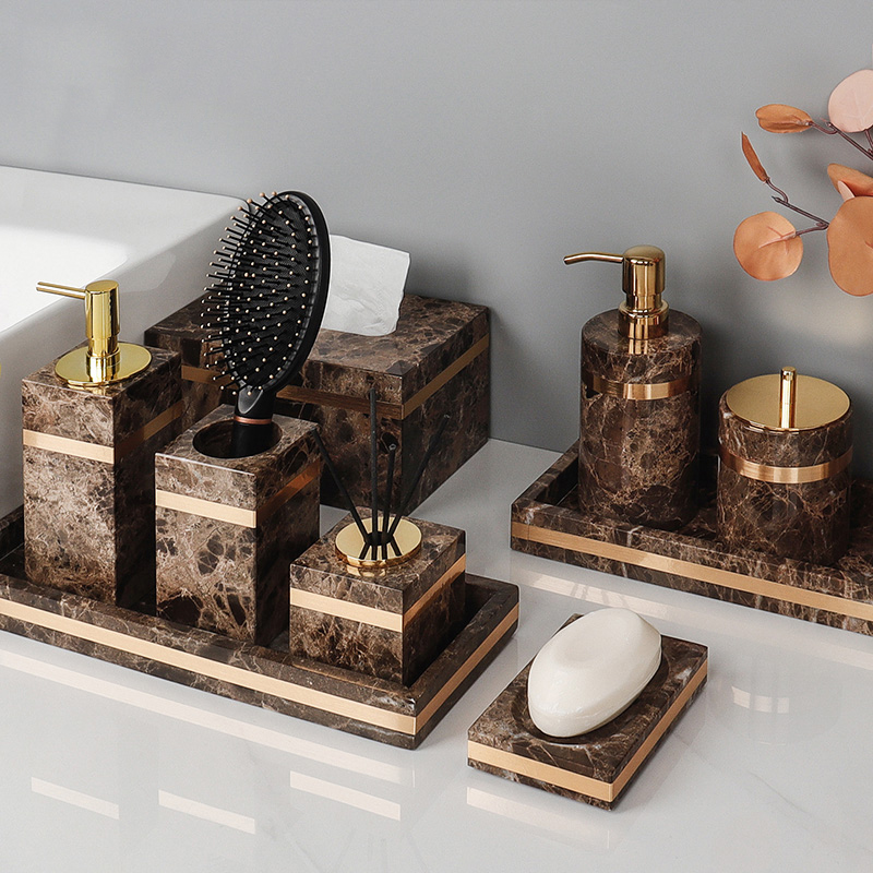 Temper Set kamar mandi, marmer - Zara Home Bathroom Set ulasan dan harga