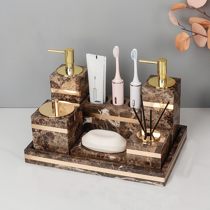 Temper Set kamar mandi, marmer - Zara Home Bathroom Set ulasan dan harga