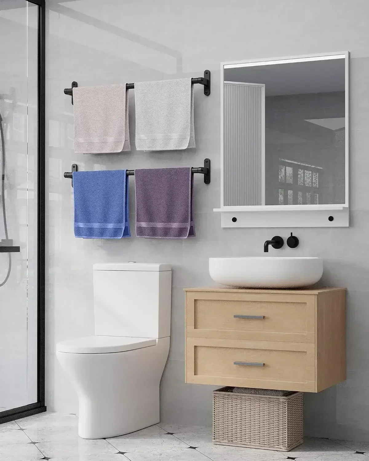 Rak Handuk Hitam Matte untuk K - Home Essentials Bathroom Accessories ulasan dan harga