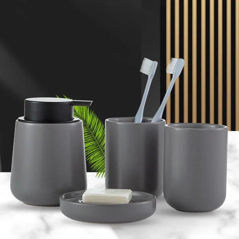 Botol Losion Mandi Keramik Abu - Zara Home Bathroom Set ulasan dan harga