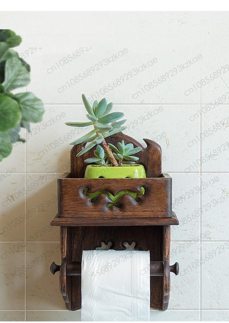Tempat Tisu Kayu Rak Penyimpan - Home Bathroom Paper Towel Holder ulasan dan harga