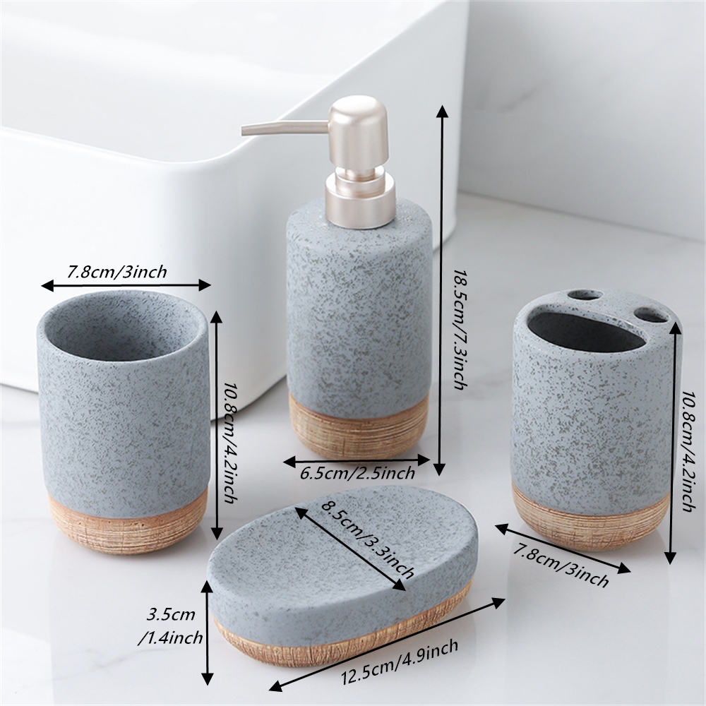 4PCS Aksesoris Kamar Mandi Ker - Zara Home Bathroom Set ulasan dan harga