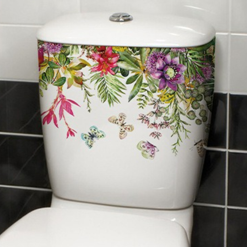 Stiker Toilet Bunga Kupu-kupu  - Home Bathroom Layout ulasan dan harga