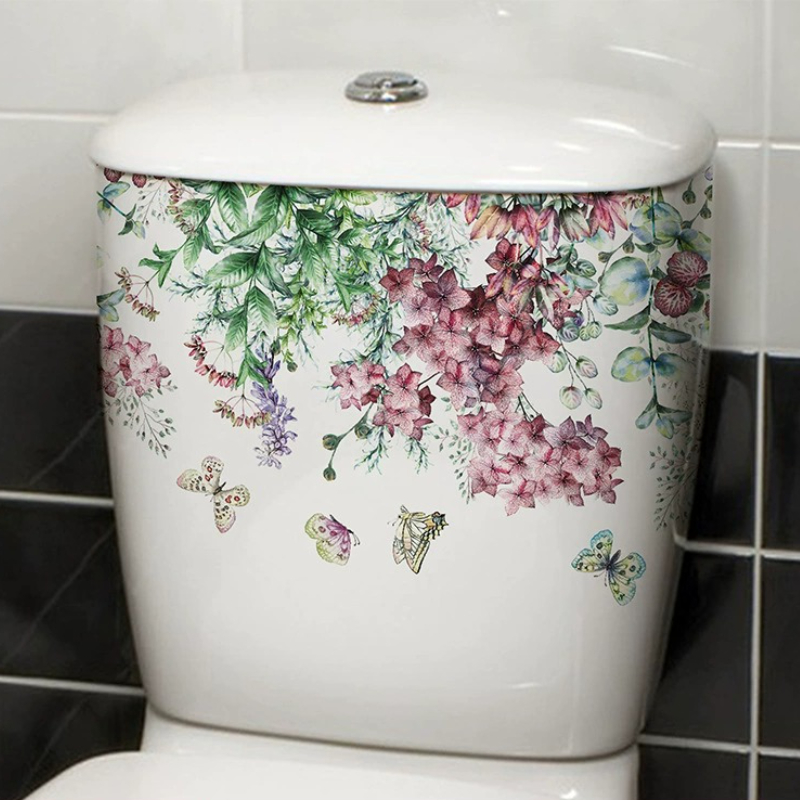 Stiker Toilet Bunga Kupu-kupu  - Home Bathroom Layout ulasan dan harga
